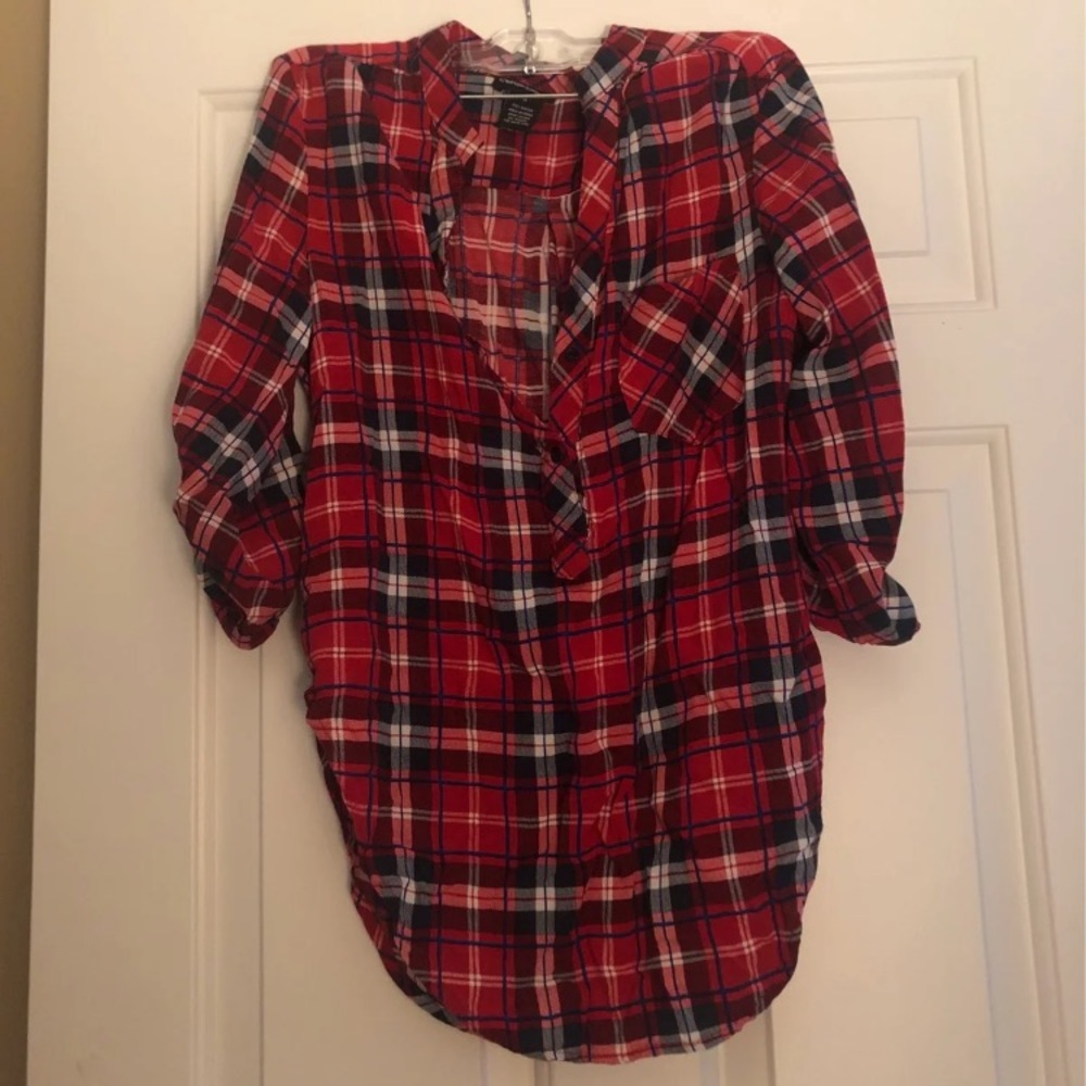 Red Cotton Flannel Shirt